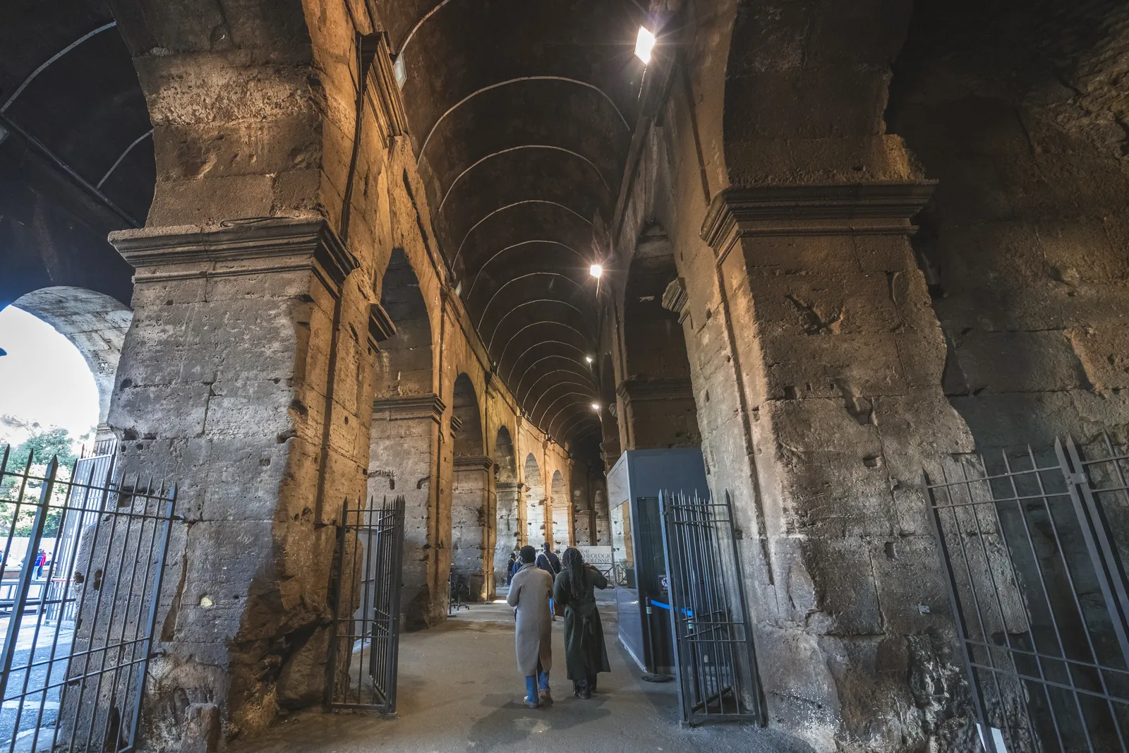 The vaulted corridors inside the Colosseum